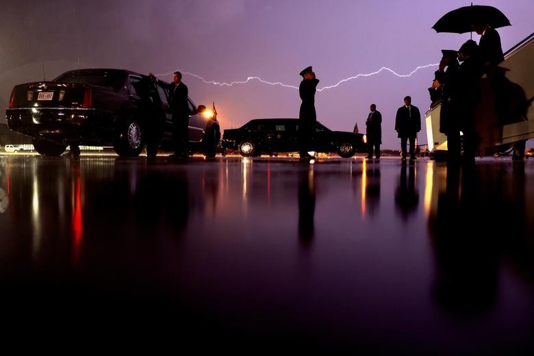 U.S. President Donald Trump arrives aboard Air Force One from New Hampshire at Joint Base Andrews, Maryland. REUTERS/Carlos Barria  